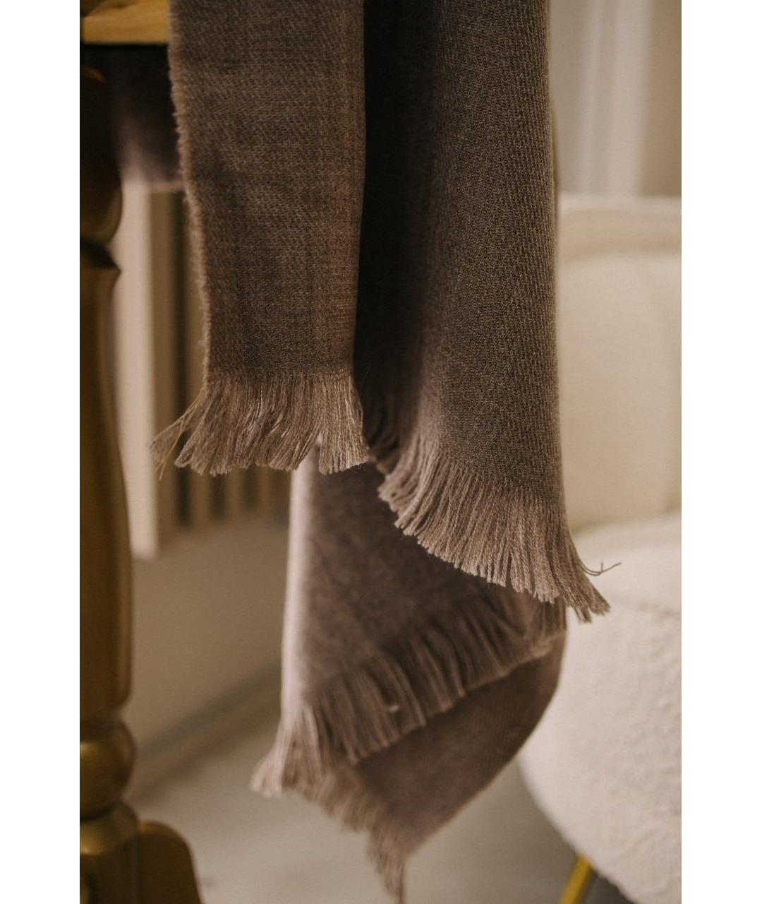 GENTRY PORTOFINO Серый шерстяной шарф, фото 4