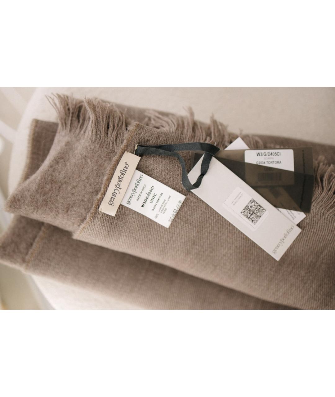 GENTRY PORTOFINO Серый шерстяной шарф, фото 6