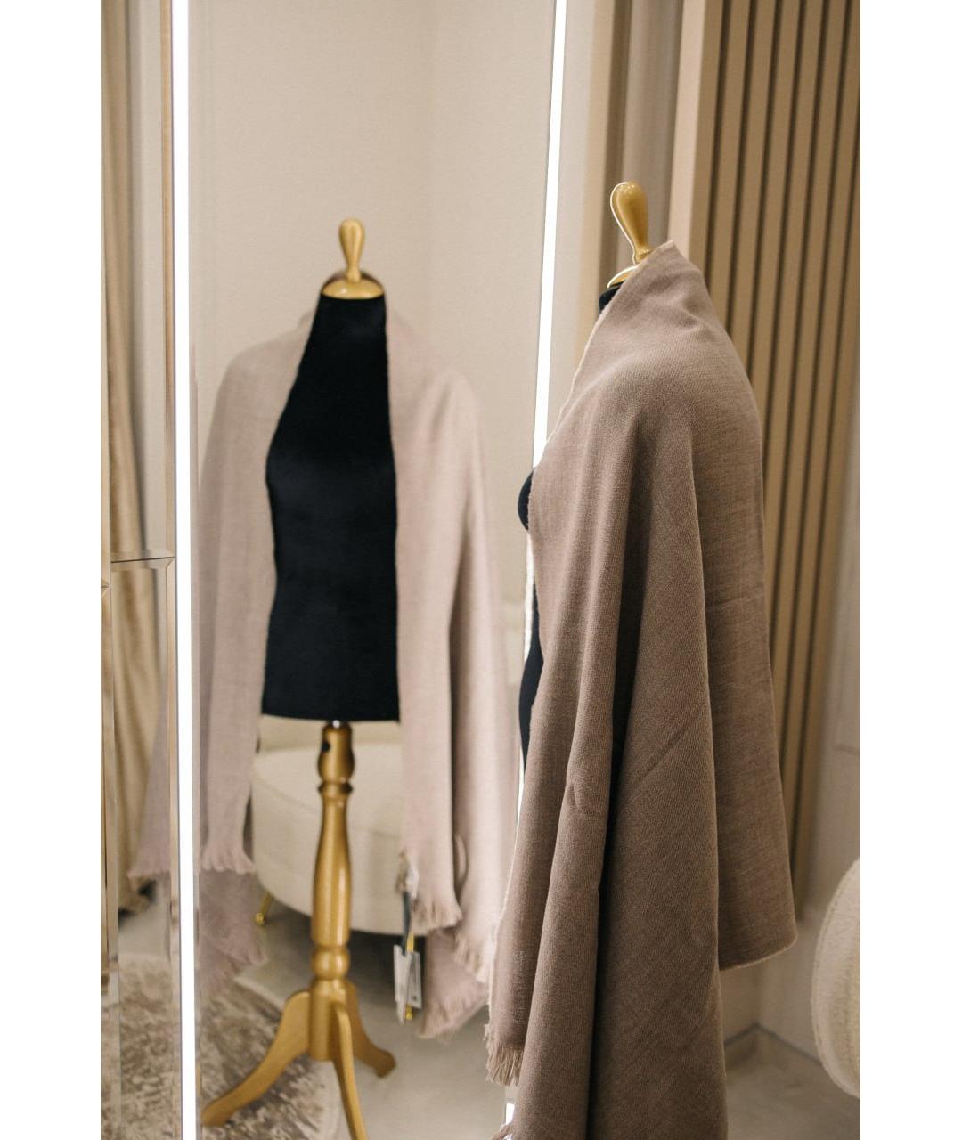 GENTRY PORTOFINO Серый шерстяной шарф, фото 3