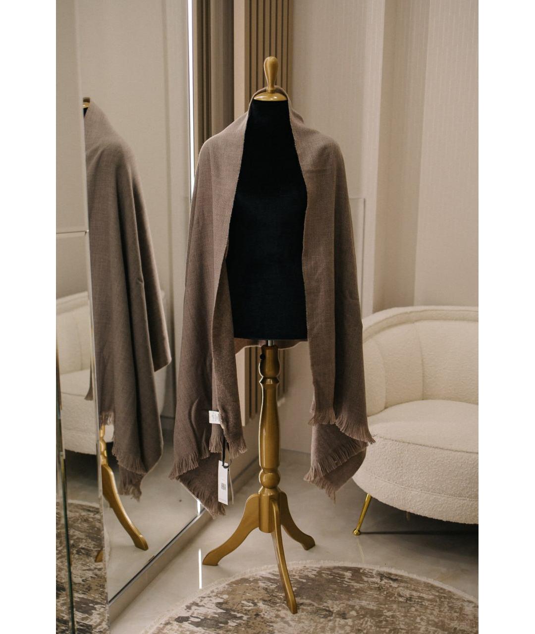 GENTRY PORTOFINO Серый шерстяной шарф, фото 7