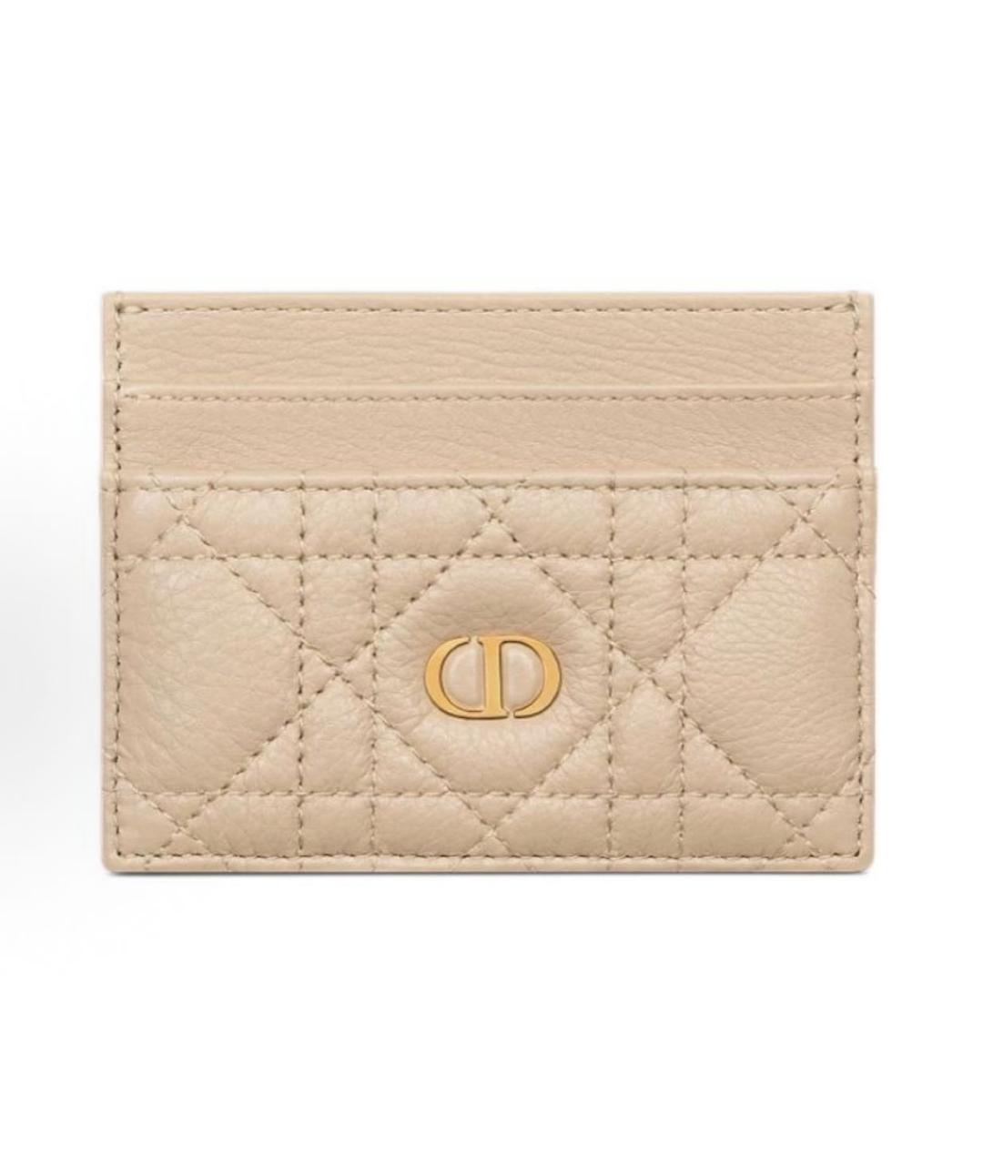 CHRISTIAN DIOR Бежевый кожаный кардхолдер, фото 5