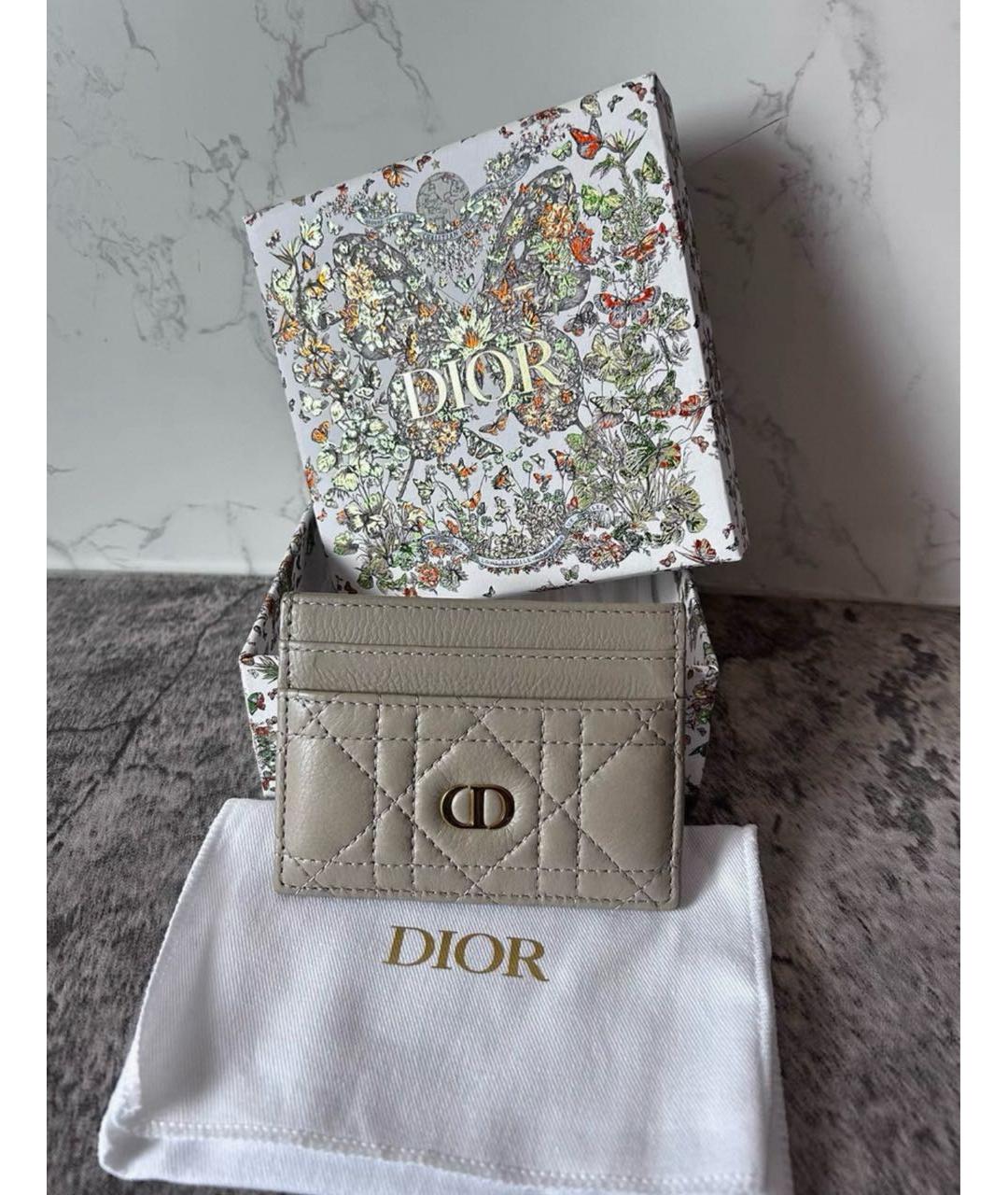 CHRISTIAN DIOR Бежевый кожаный кардхолдер, фото 2