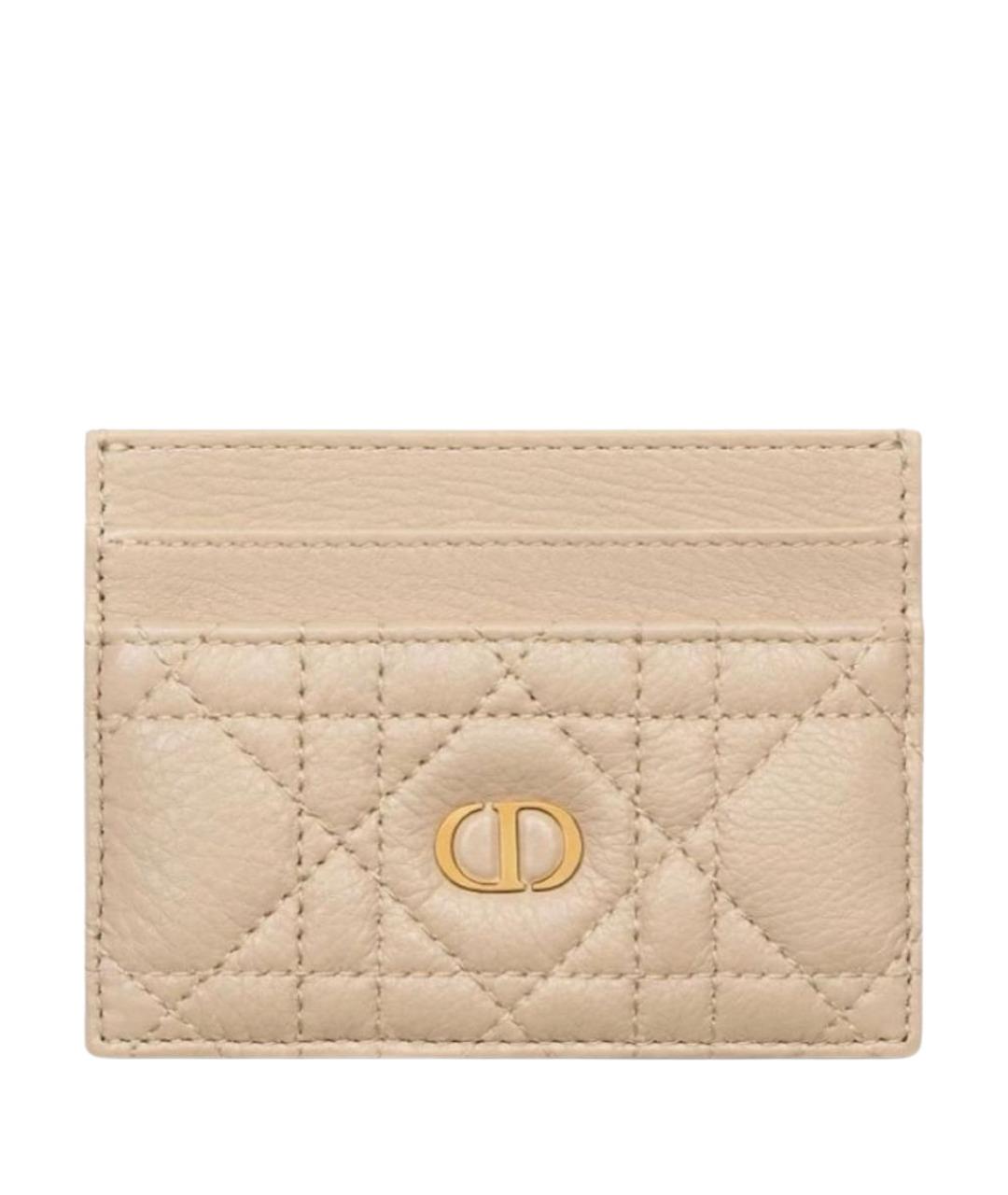 CHRISTIAN DIOR Бежевый кожаный кардхолдер, фото 1