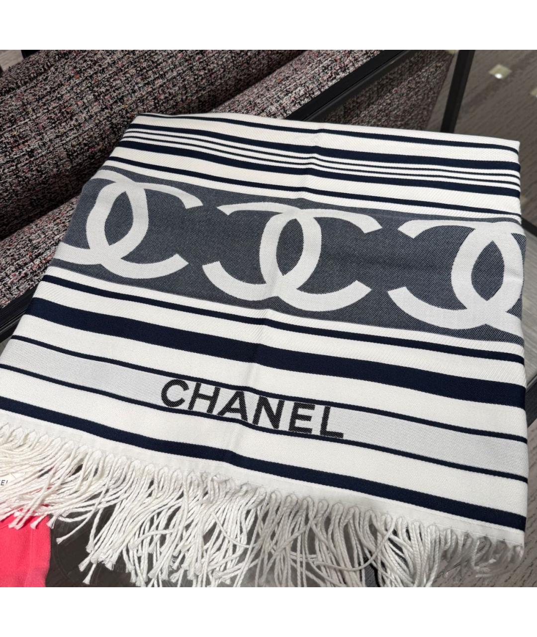 CHANEL Темно-синее хлопковое парео, фото 3