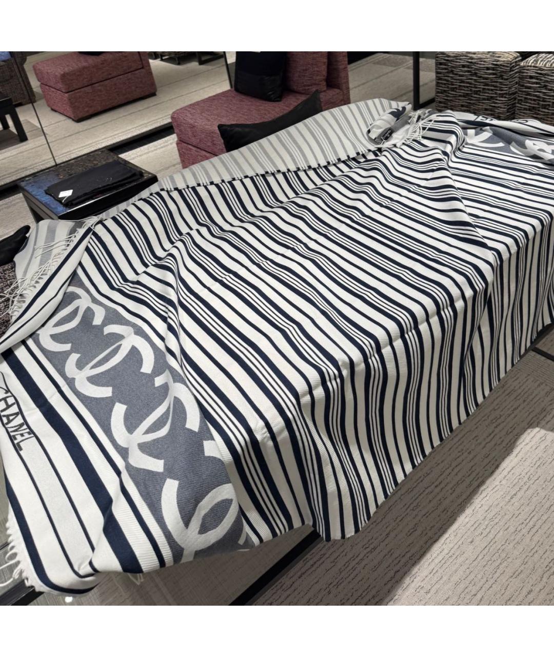 CHANEL Темно-синее хлопковое парео, фото 4