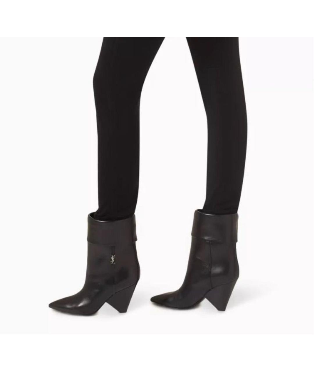 SAINT LAURENT Черные кожаные ботильоны, фото 4