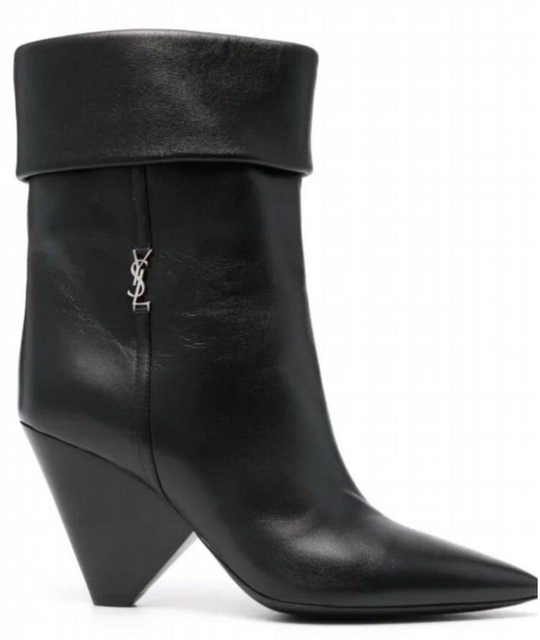 SAINT LAURENT Черные кожаные ботильоны, фото 5