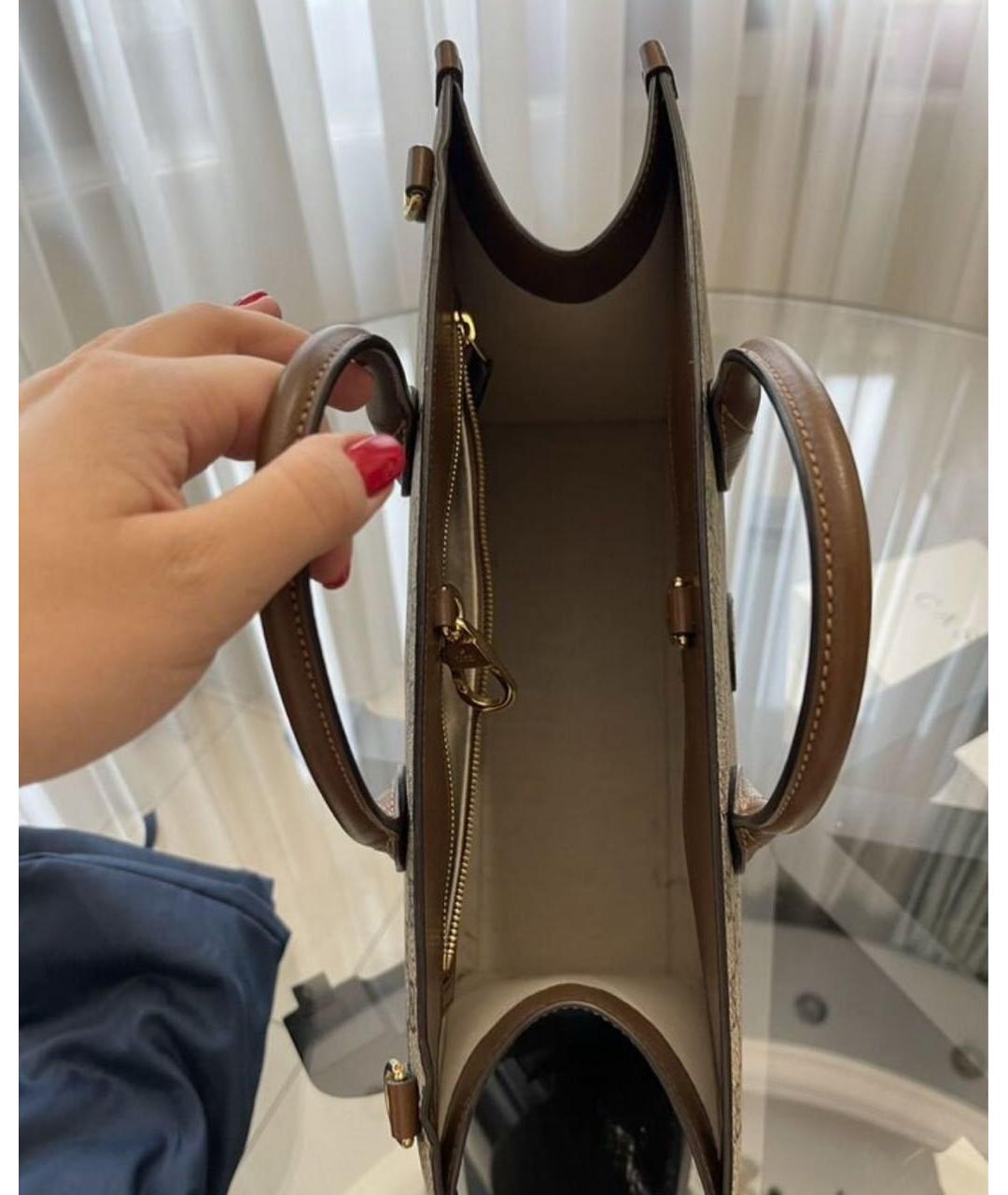 GUCCI Бежевая тканевая сумка с короткими ручками, фото 3