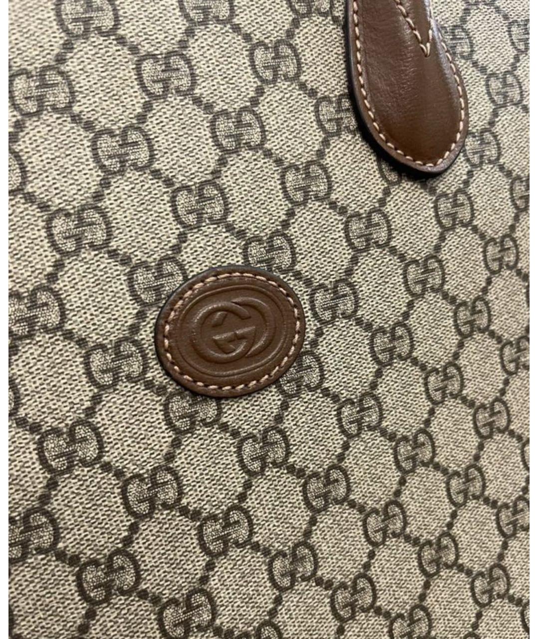 GUCCI Бежевая тканевая сумка с короткими ручками, фото 5