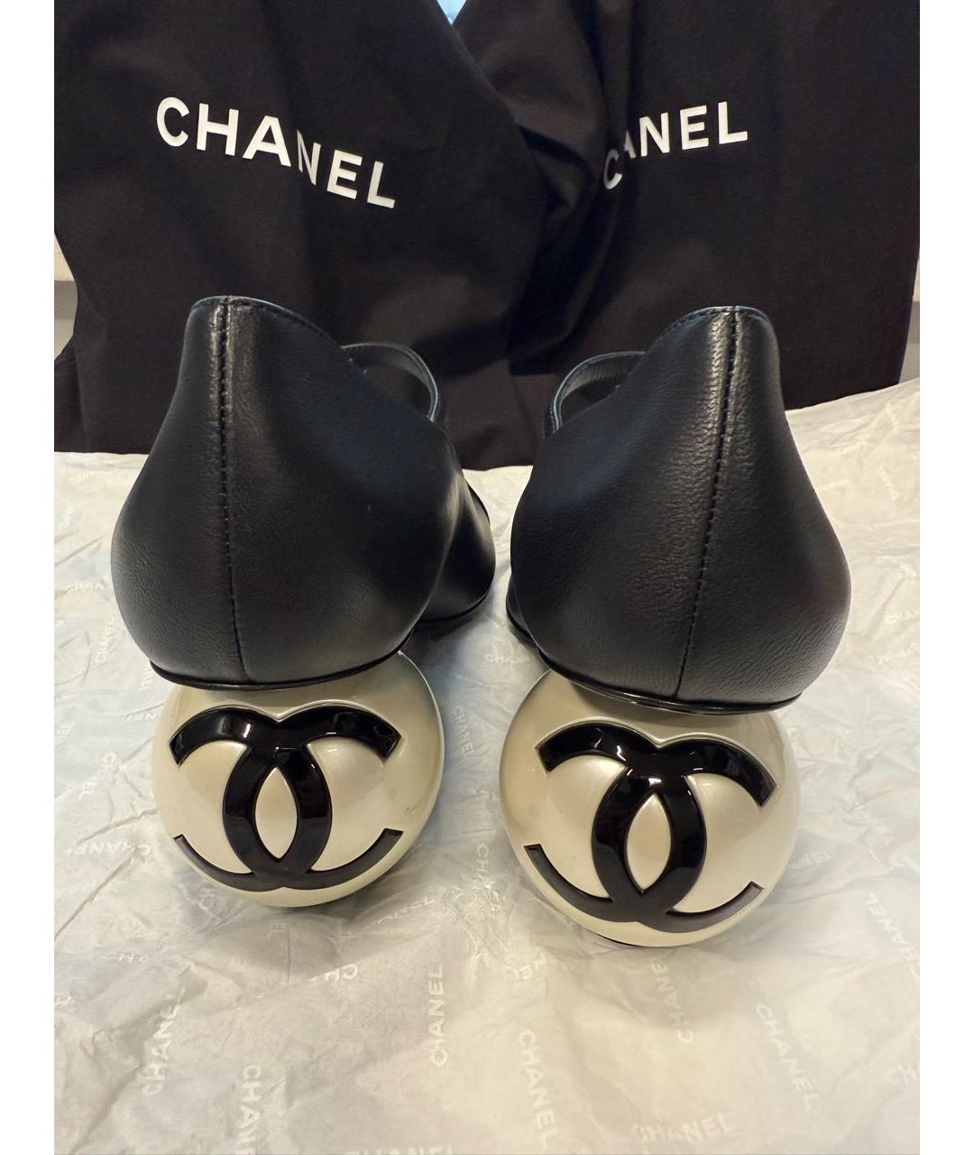CHANEL Черные кожаные туфли, фото 4