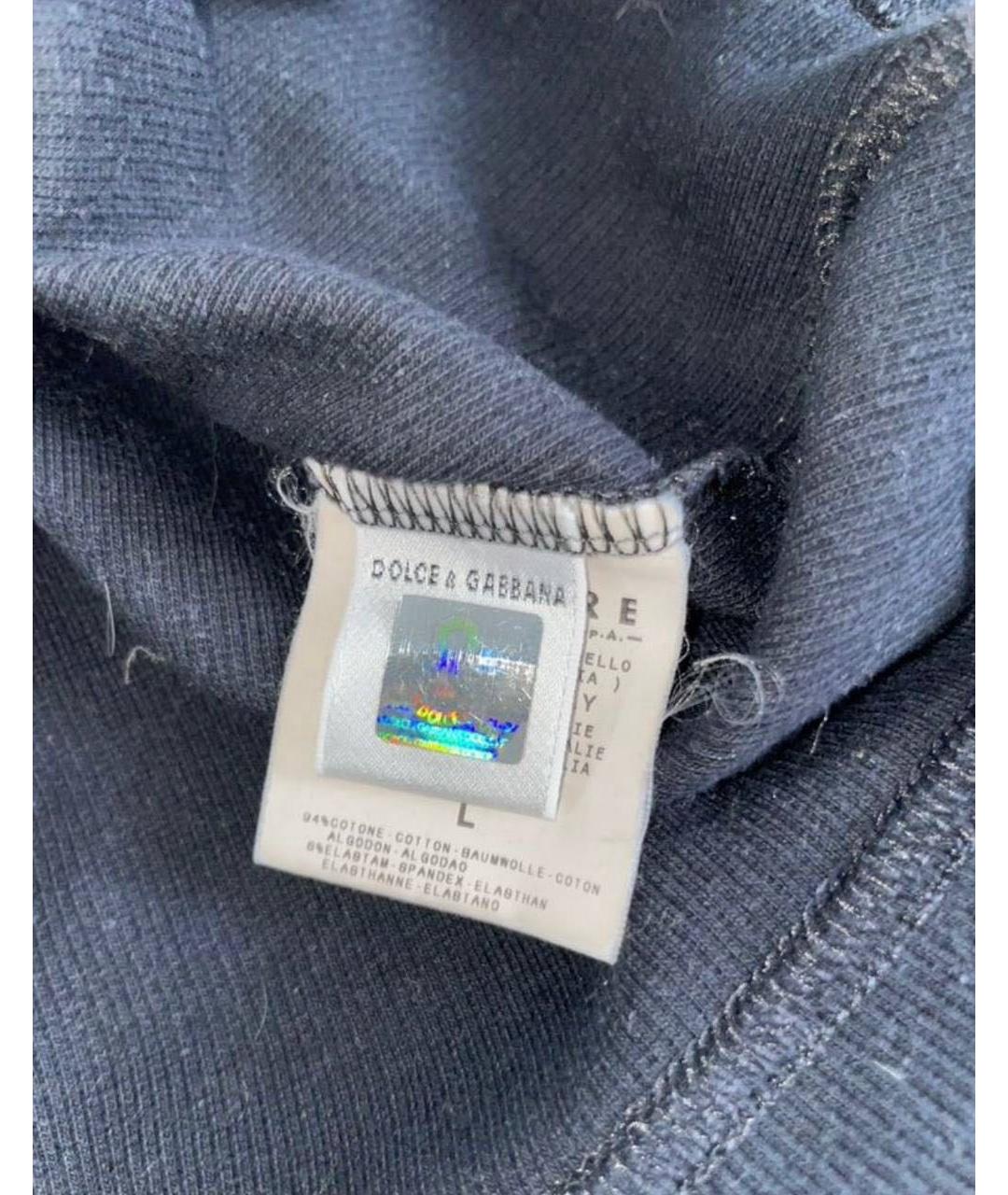 DOLCE&GABBANA Темно-синяя хлопковая водолазка, фото 3