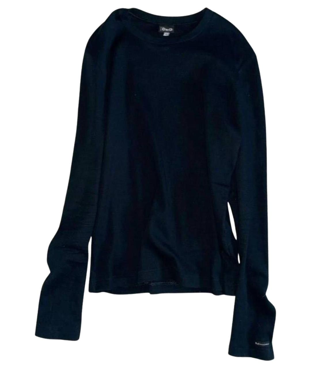 DOLCE&GABBANA Темно-синяя хлопковая водолазка, фото 1