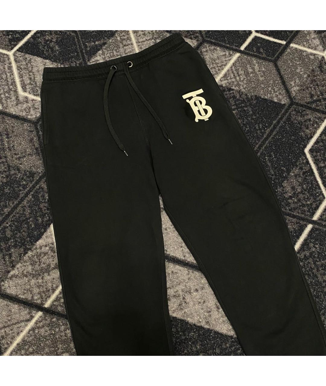 BURBERRY Черные хлопковые повседневные брюки, фото 2