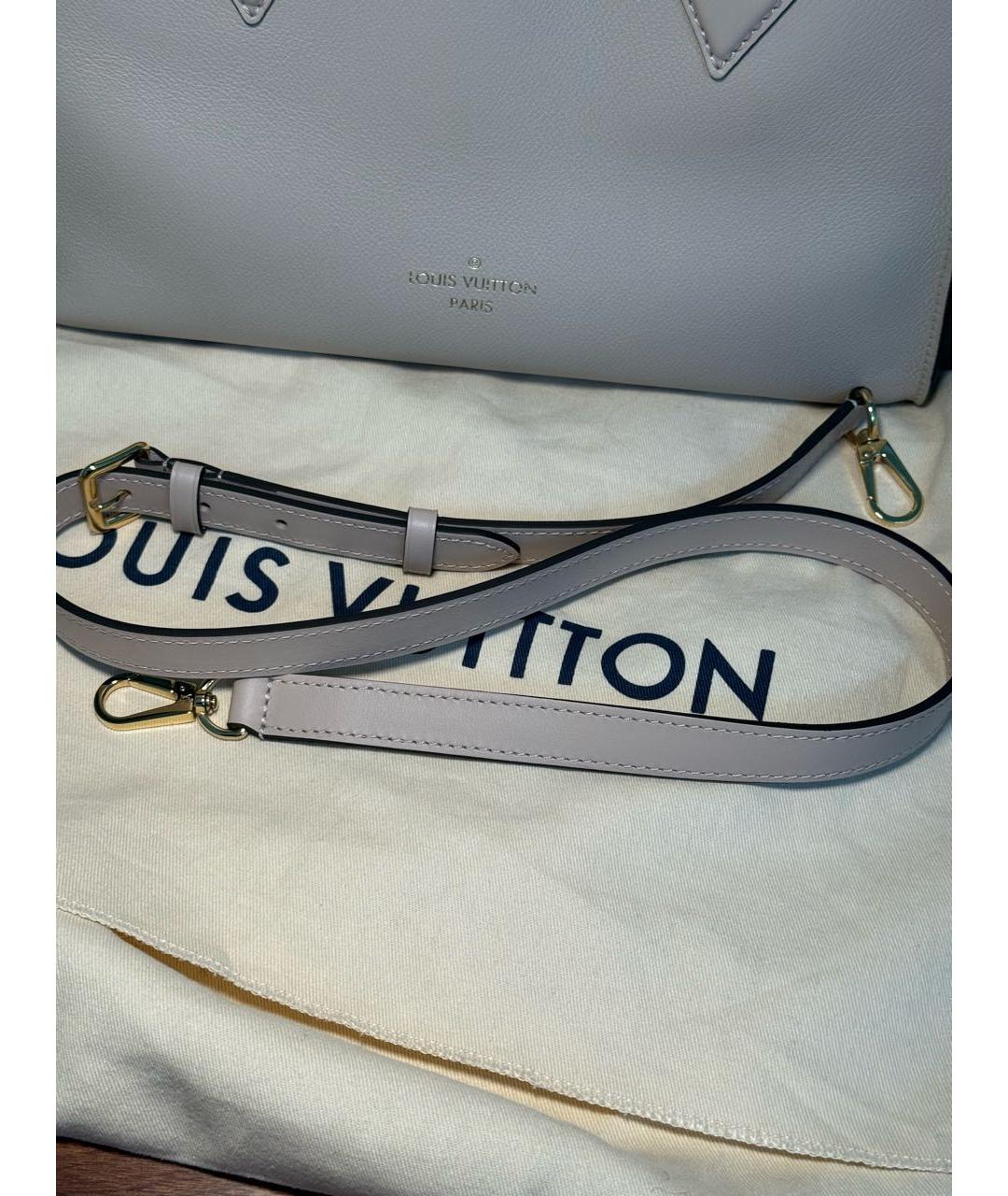 LOUIS VUITTON Бежевая кожаная сумка тоут, фото 7