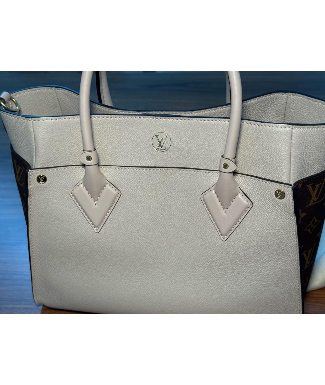 LOUIS VUITTON Бежевая кожаная сумка тоут, фото 4