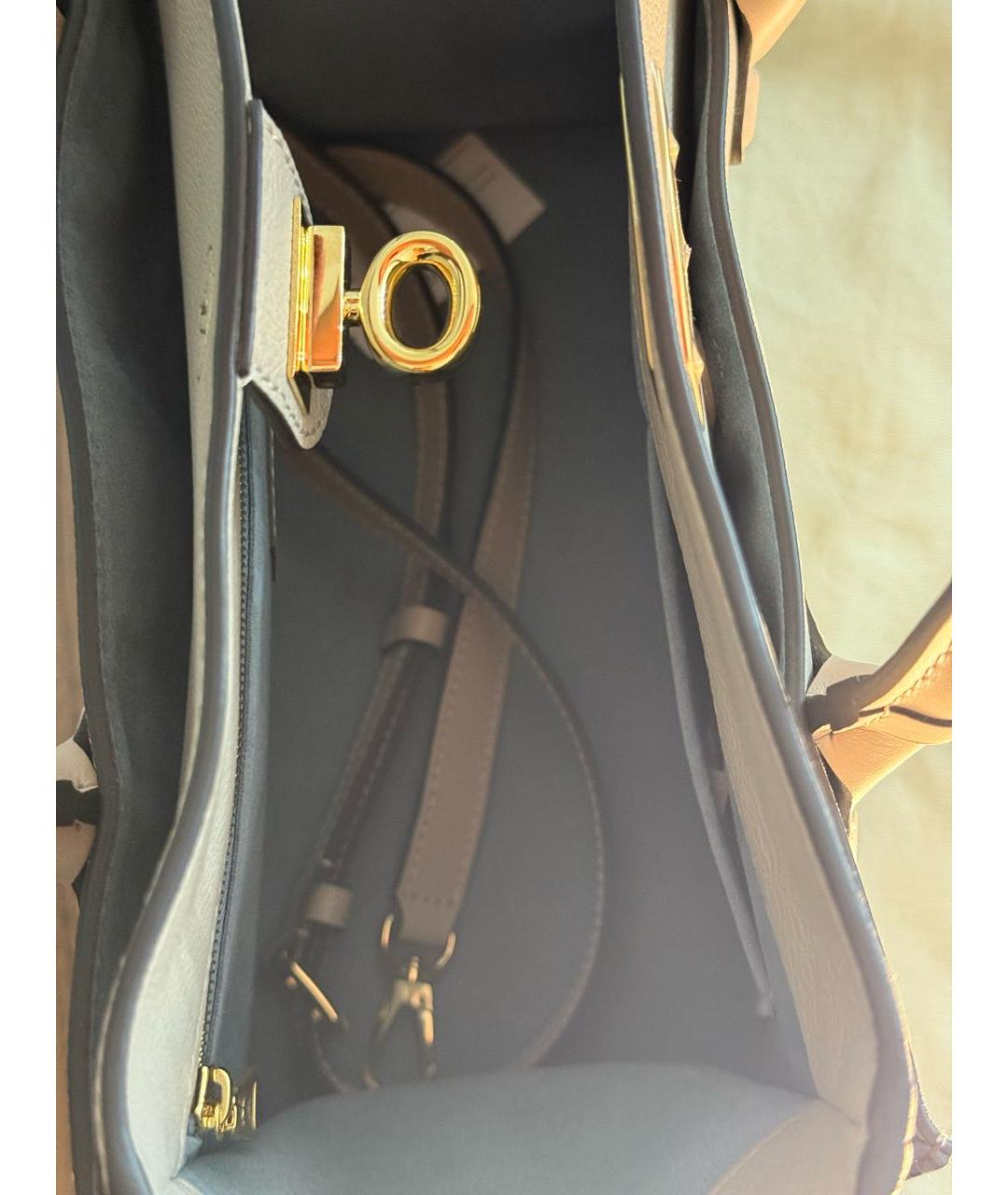 LOUIS VUITTON Бежевая кожаная сумка тоут, фото 8