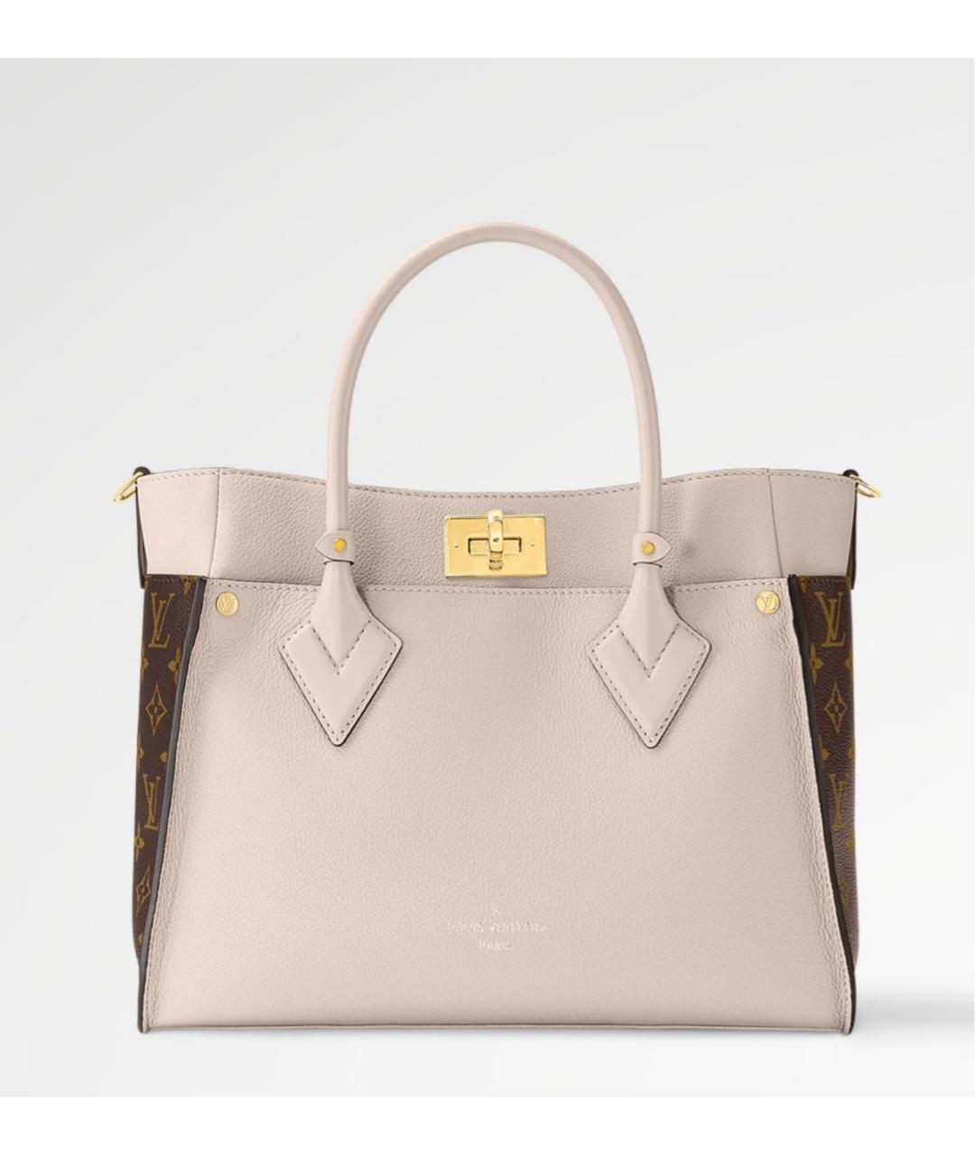 LOUIS VUITTON Бежевая кожаная сумка тоут, фото 9