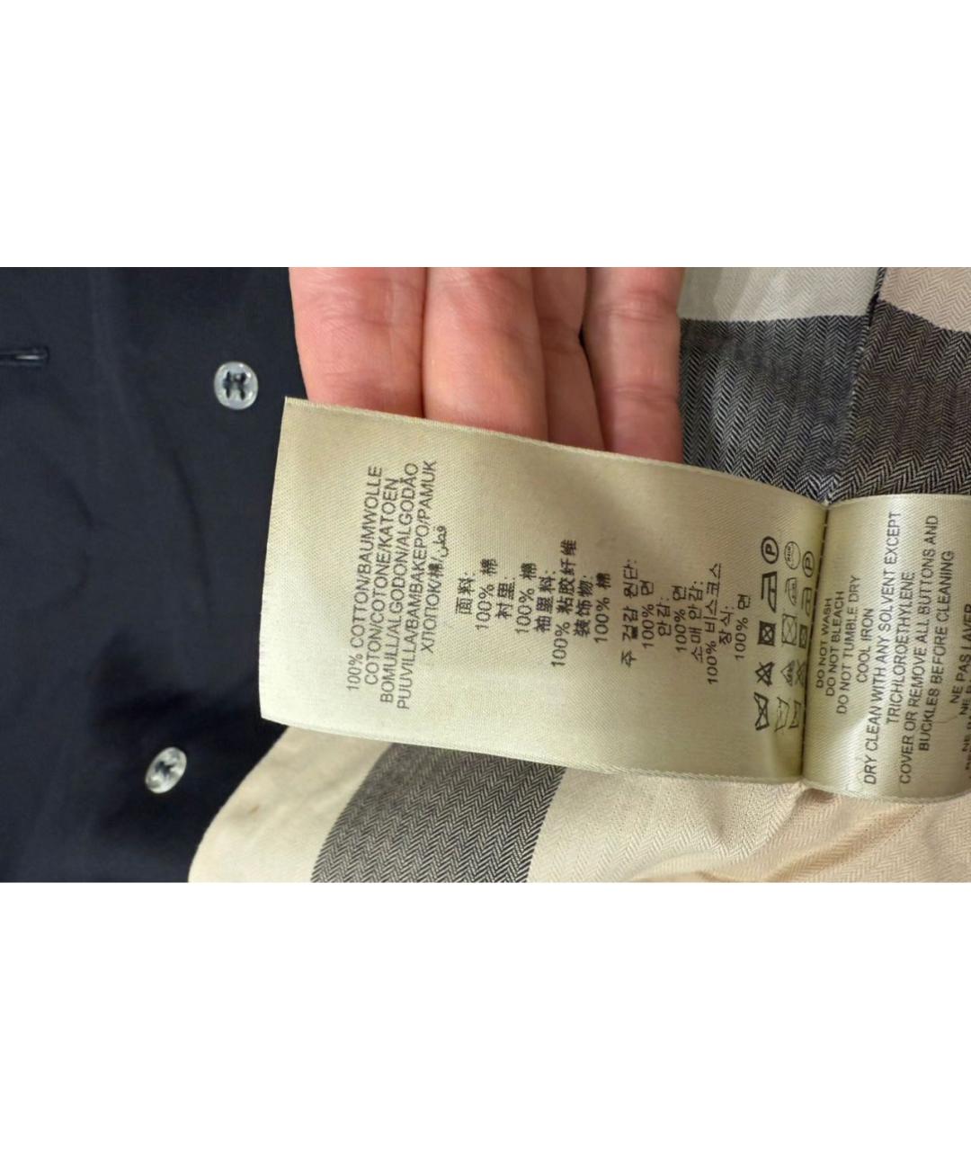 BURBERRY Черный хлопковый тренч/плащ, фото 3