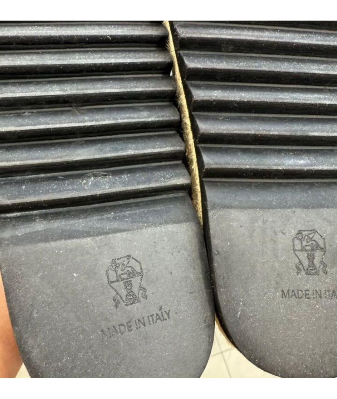 BRUNELLO CUCINELLI Черные кожаные шлепанцы, фото 4