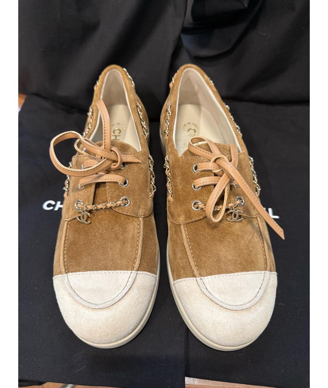 CHANEL Бежевые замшевые лоферы, фото 2