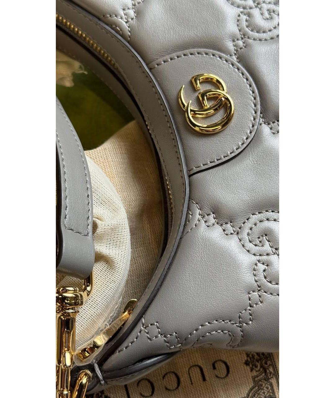 GUCCI Серая кожаная сумка через плечо, фото 4