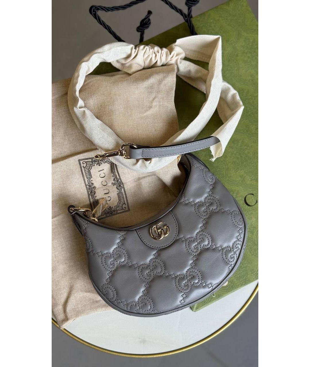 GUCCI Серая кожаная сумка через плечо, фото 3