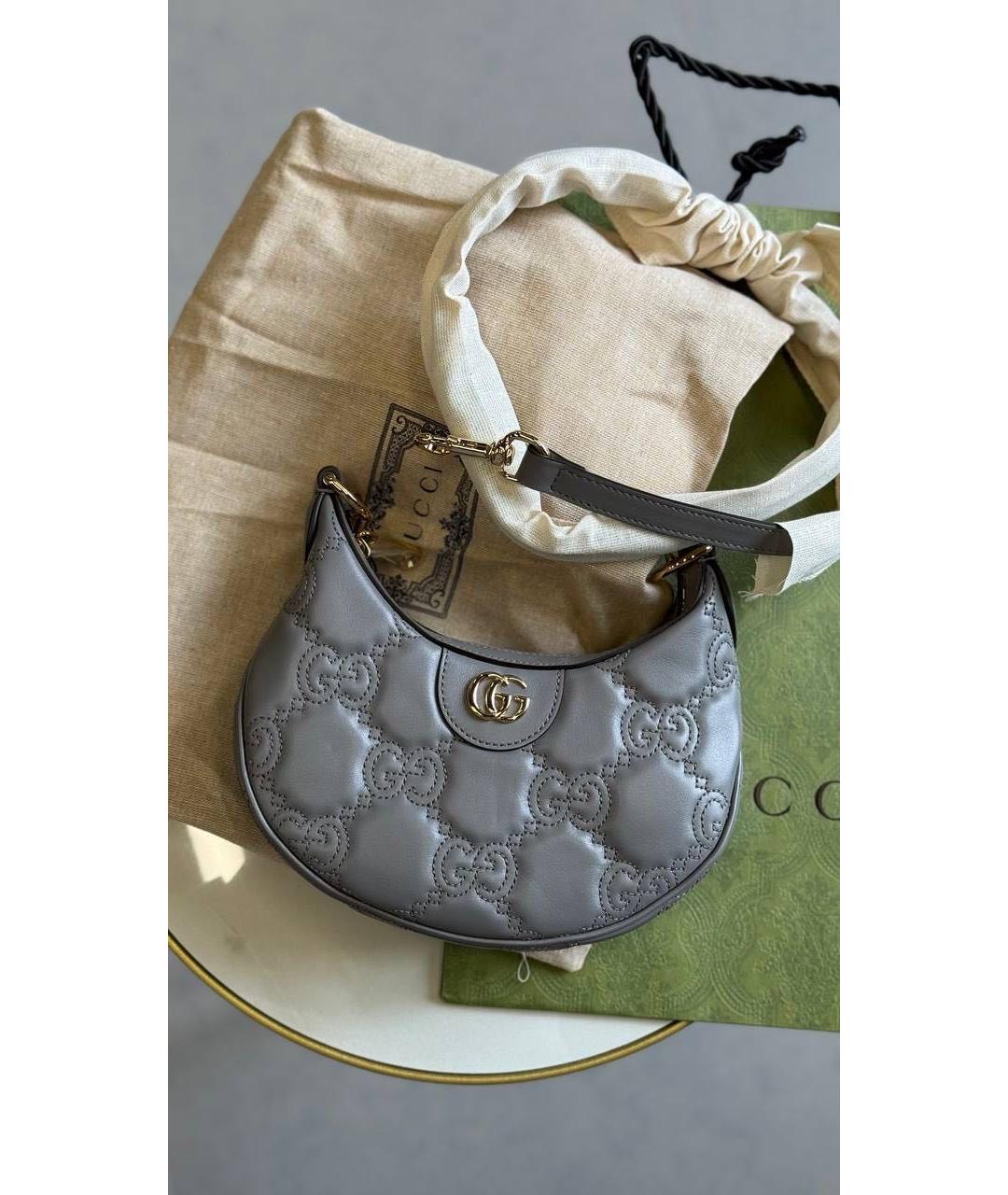 GUCCI Серая кожаная сумка через плечо, фото 2