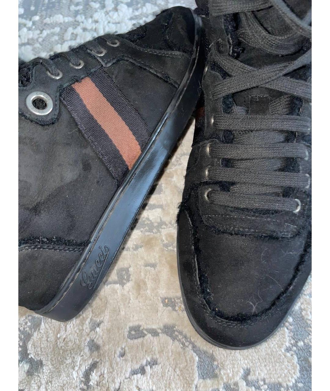 GUCCI Черные замшевые высокие кроссовки / кеды, фото 3