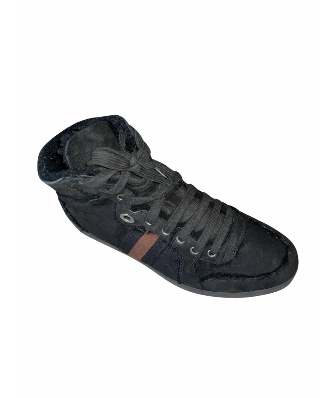 GUCCI Черные замшевые высокие кроссовки / кеды, фото 1