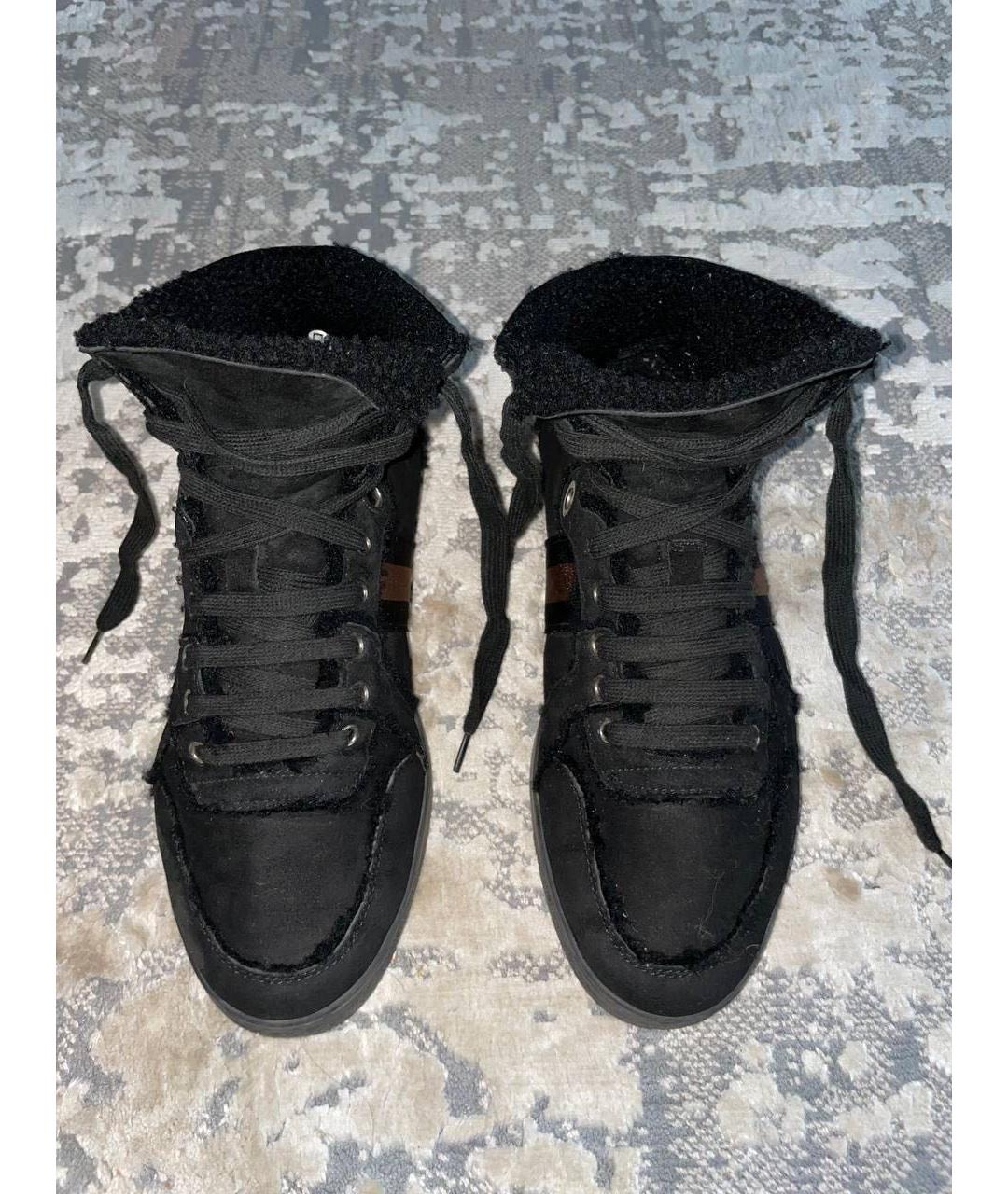 GUCCI Черные замшевые высокие кроссовки / кеды, фото 2