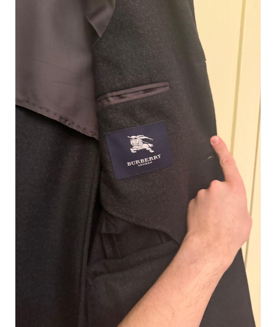 BURBERRY Антрацитовое шерстяное пальто, фото 4