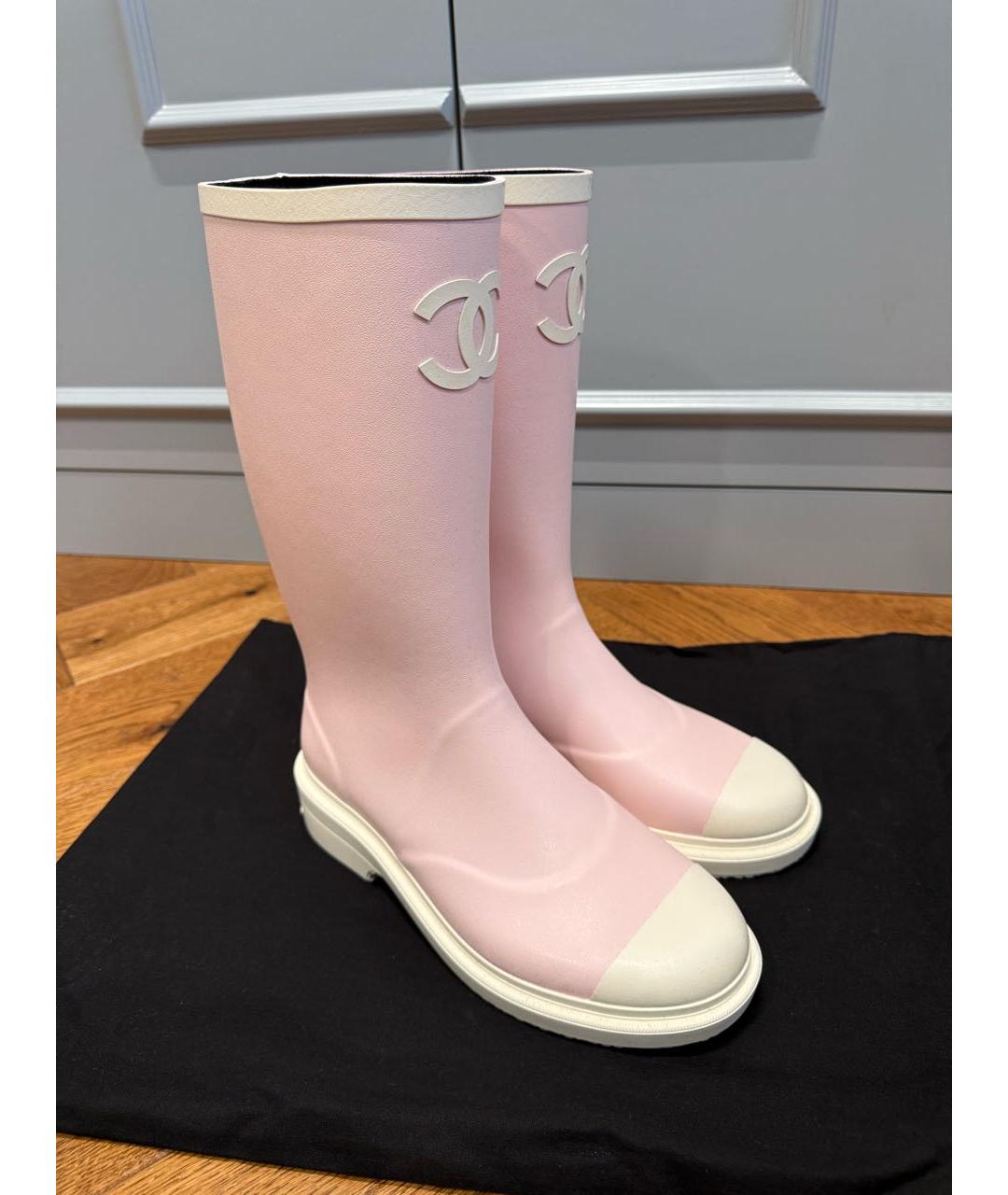CHANEL Розовые резиновые сапоги, фото 5