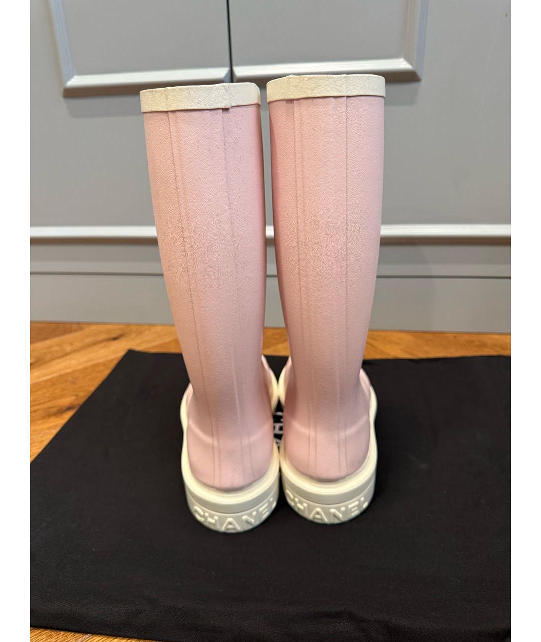 CHANEL Розовые резиновые сапоги, фото 3