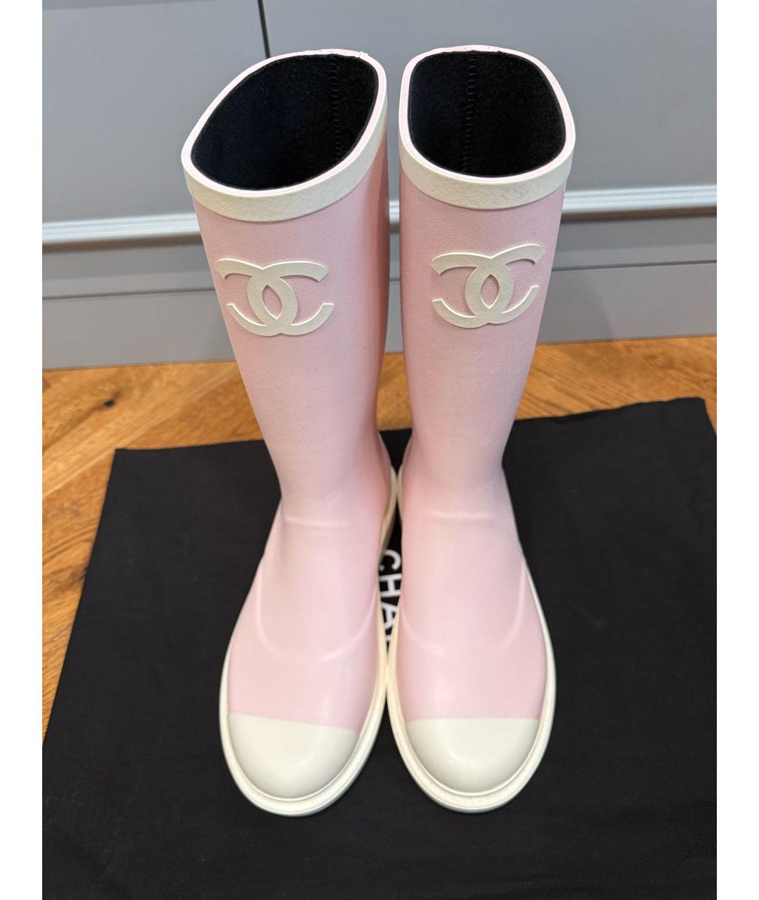 CHANEL Розовые резиновые сапоги, фото 2