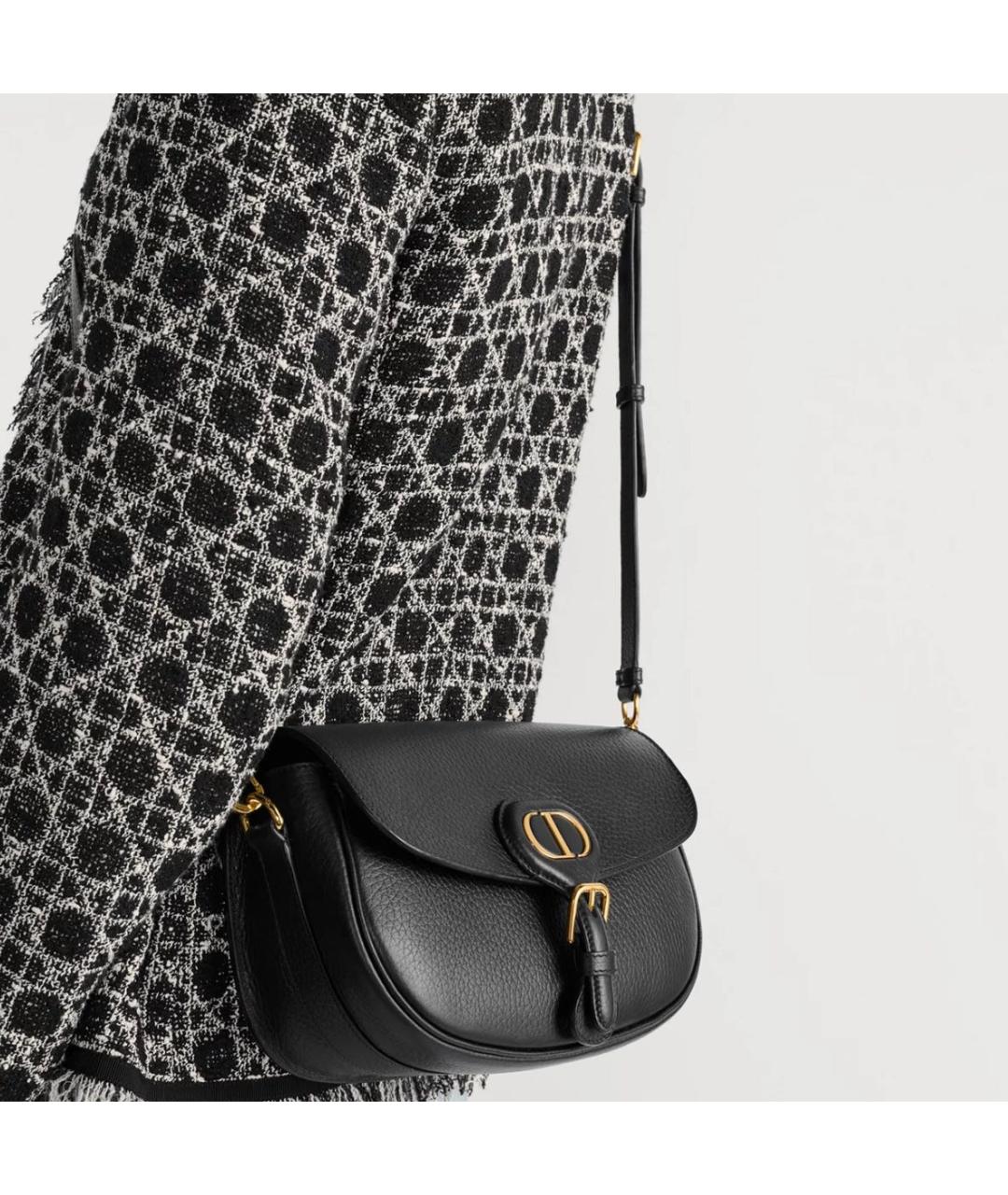 CHRISTIAN DIOR Черная кожаная сумка с короткими ручками, фото 3