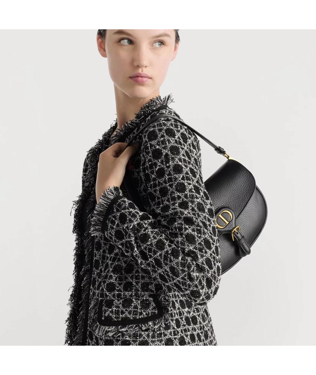 CHRISTIAN DIOR Черная кожаная сумка с короткими ручками, фото 2