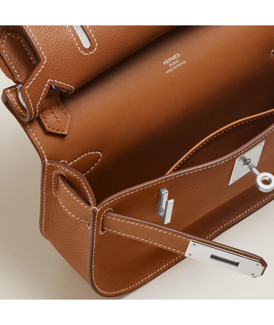 HERMES Коричневая кожаная сумка через плечо, фото 4