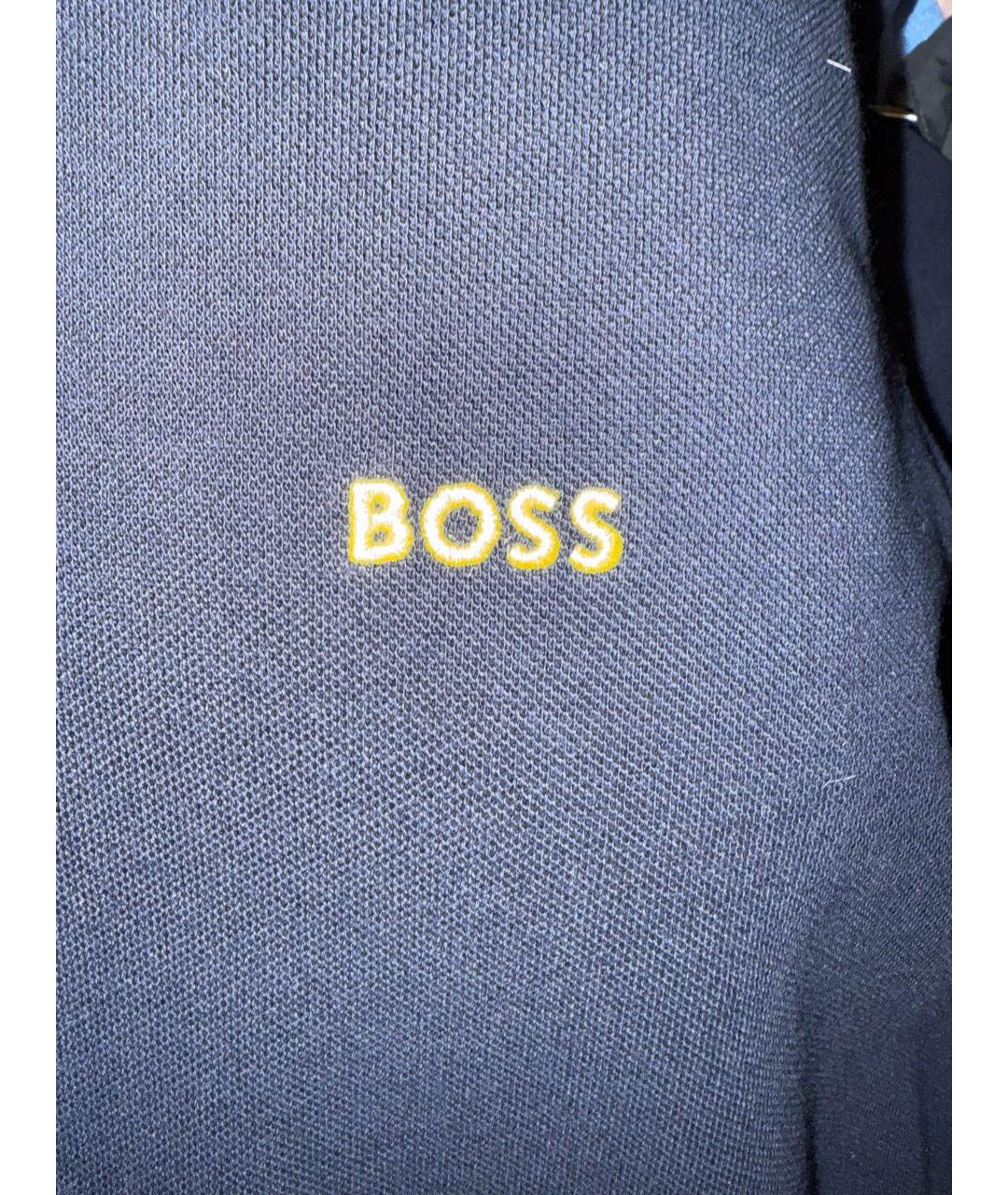 HUGO BOSS Темно-синее хлопковое поло с коротким рукавом, фото 4