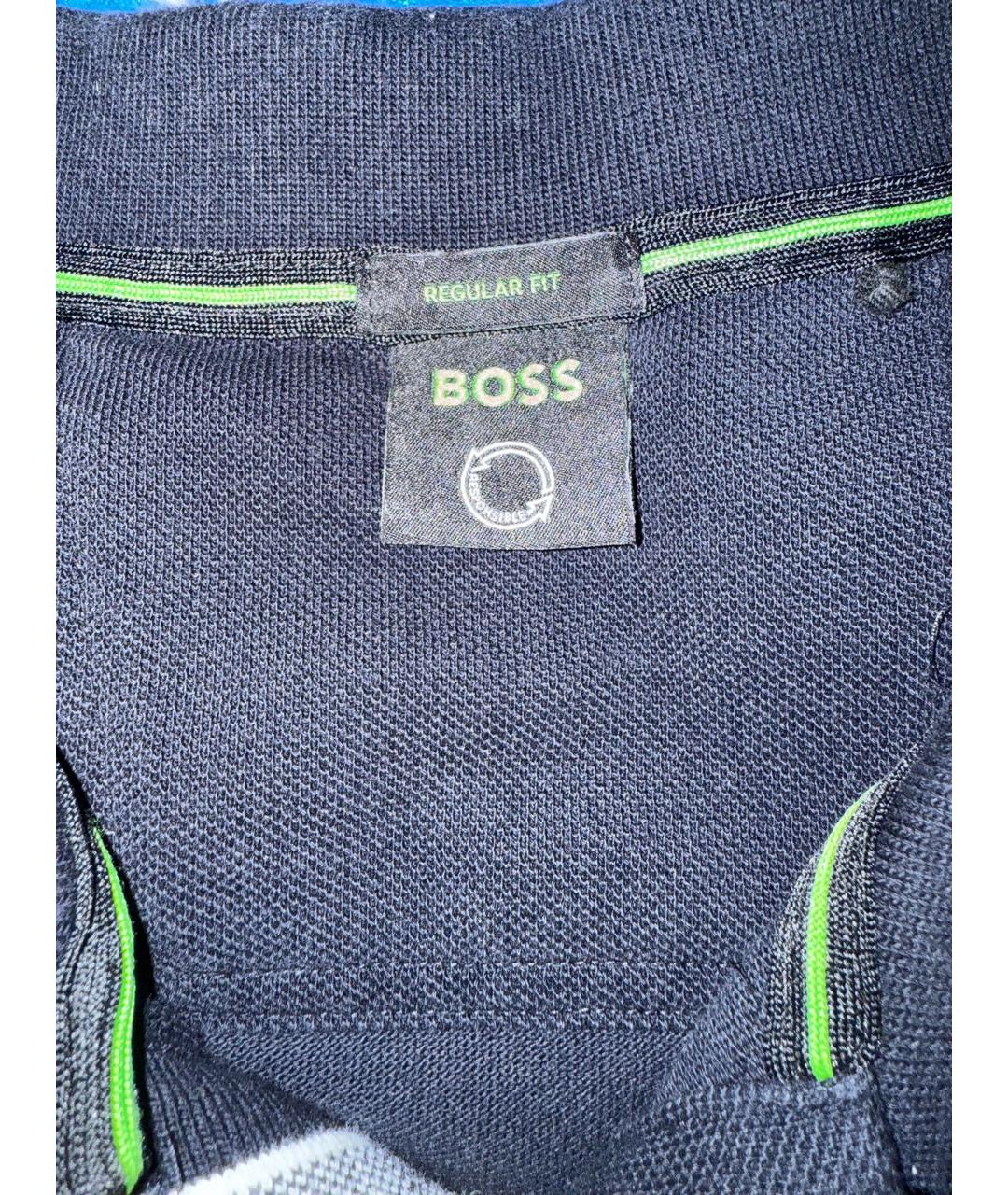 HUGO BOSS Темно-синее хлопковое поло с коротким рукавом, фото 3