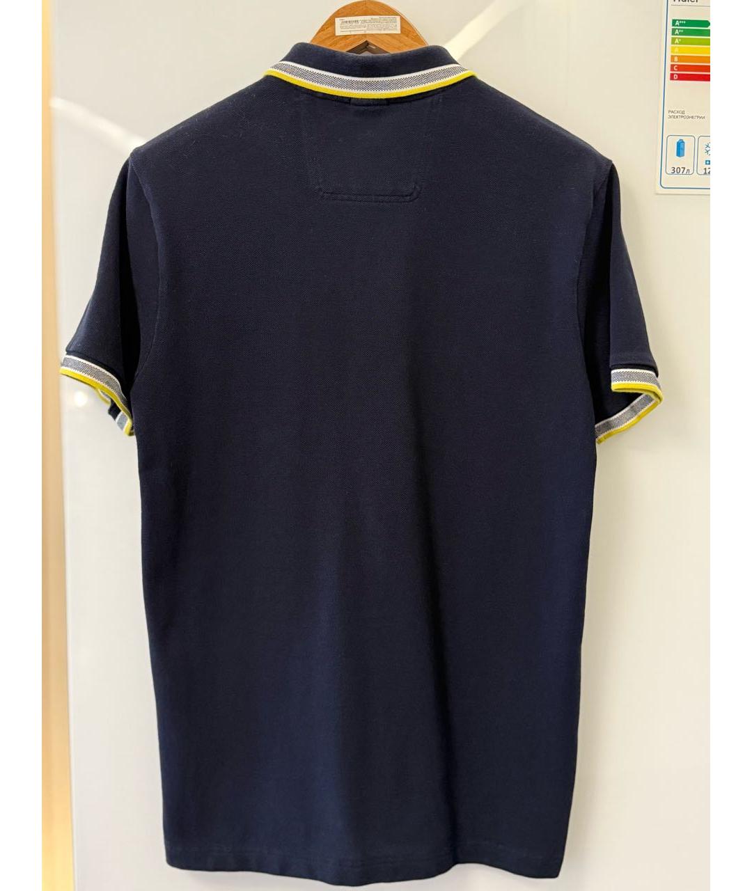 HUGO BOSS Темно-синее хлопковое поло с коротким рукавом, фото 2