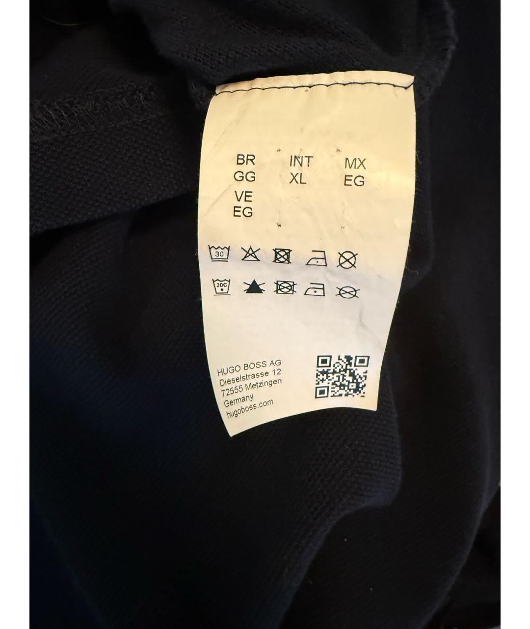 HUGO BOSS Темно-синее хлопковое поло с коротким рукавом, фото 5