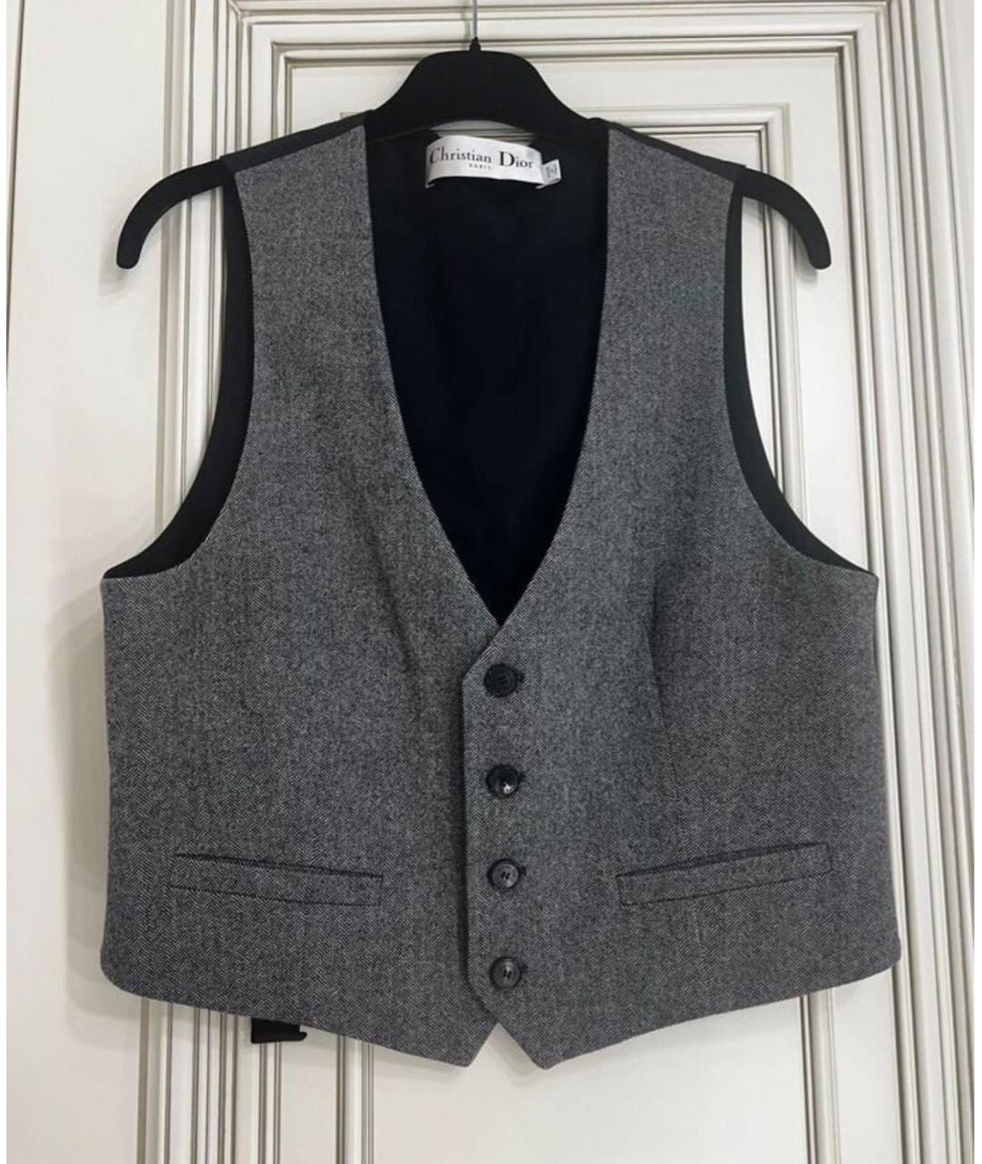 CHRISTIAN DIOR Серый шерстяной жилет, фото 4
