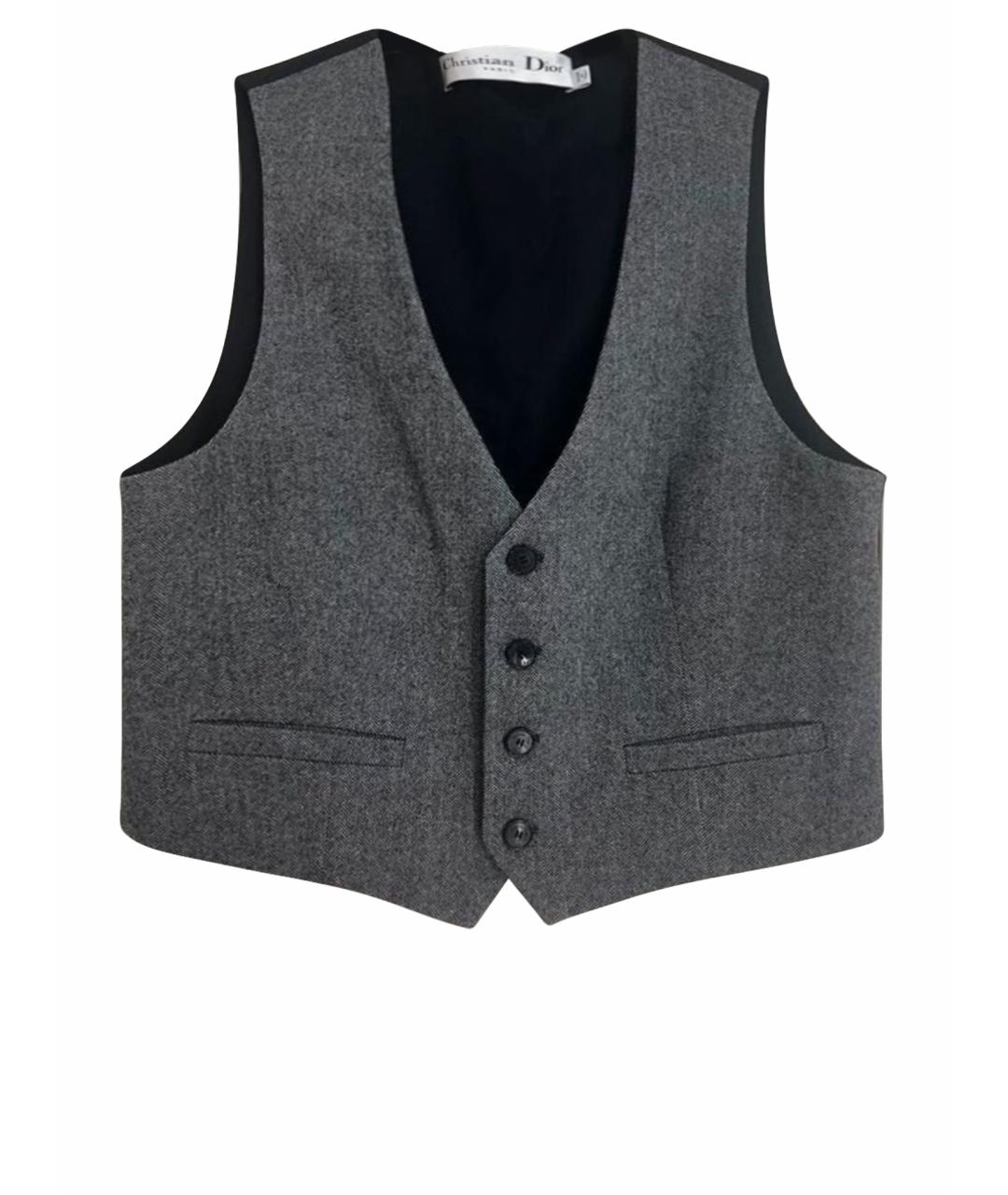 CHRISTIAN DIOR Серый шерстяной жилет, фото 1