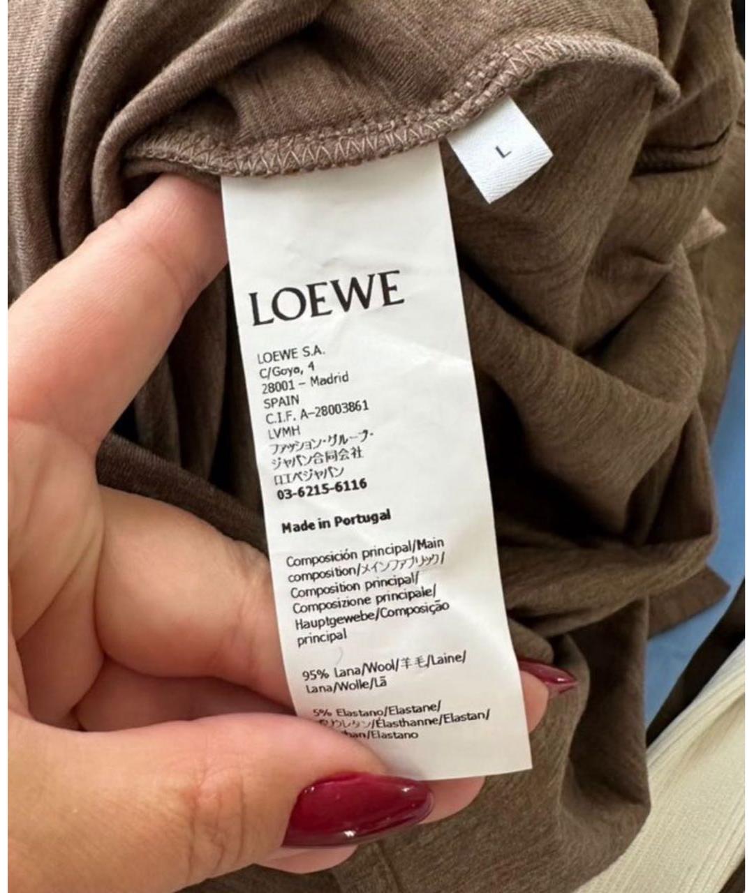 LOEWE Коричневое шерстяное повседневное платье, фото 3