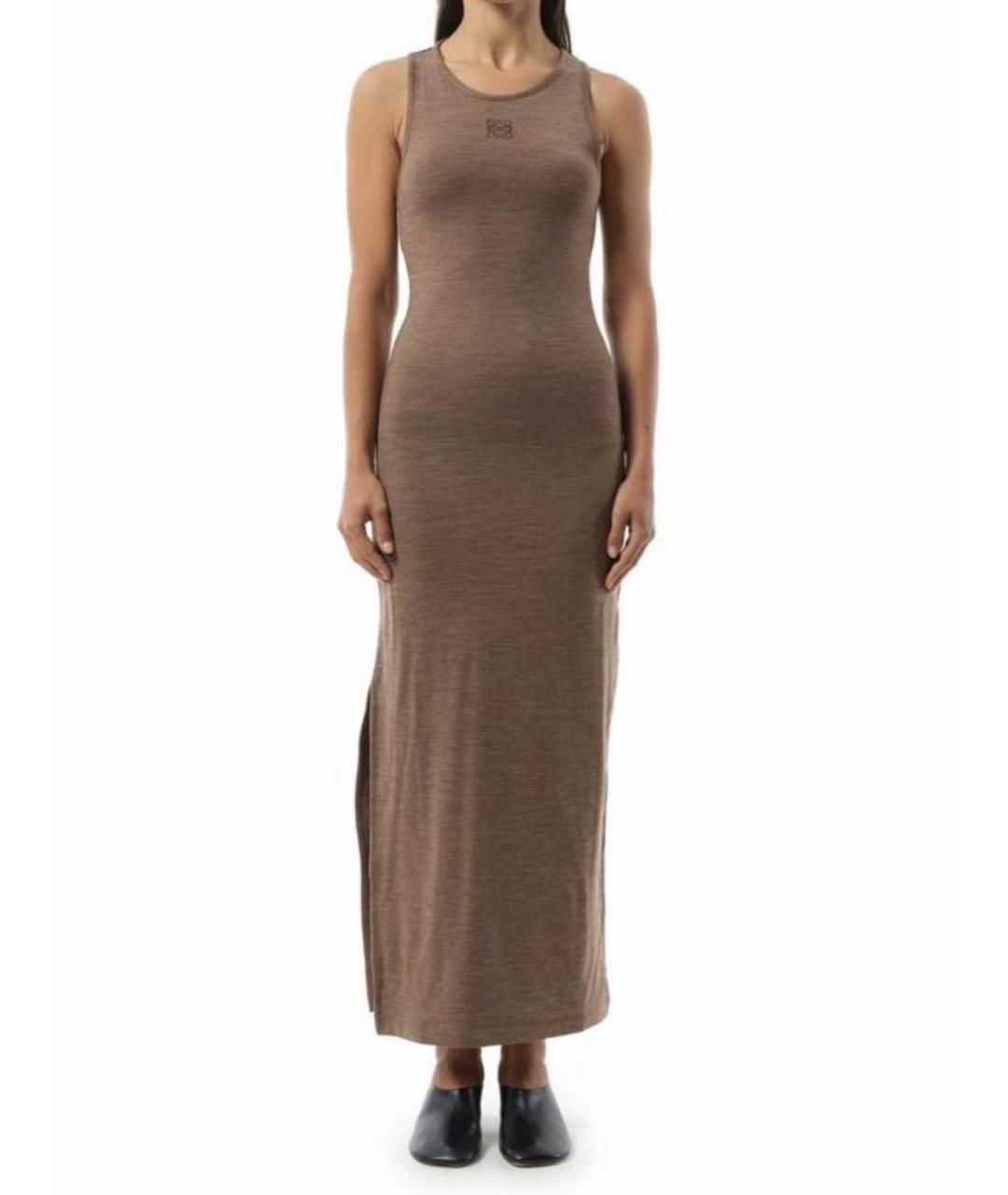 LOEWE Коричневое шерстяное повседневное платье, фото 5