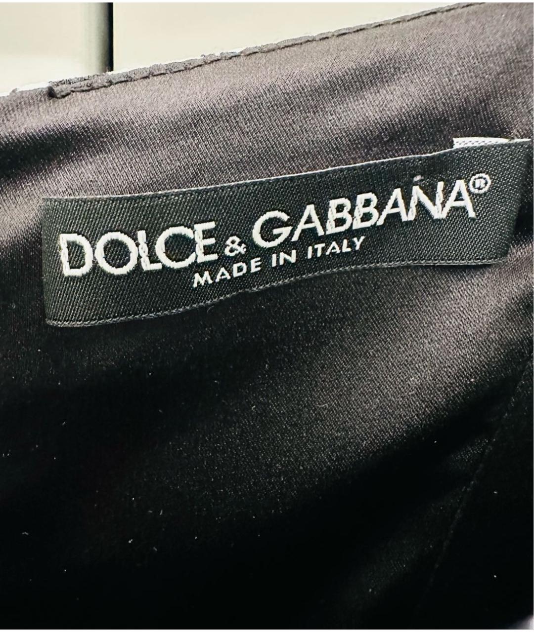 DOLCE&GABBANA Темно-синее хлопковое повседневное платье, фото 4