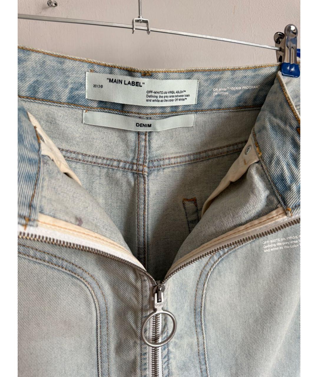 OFF-WHITE Голубая хлопковая юбка мини, фото 2