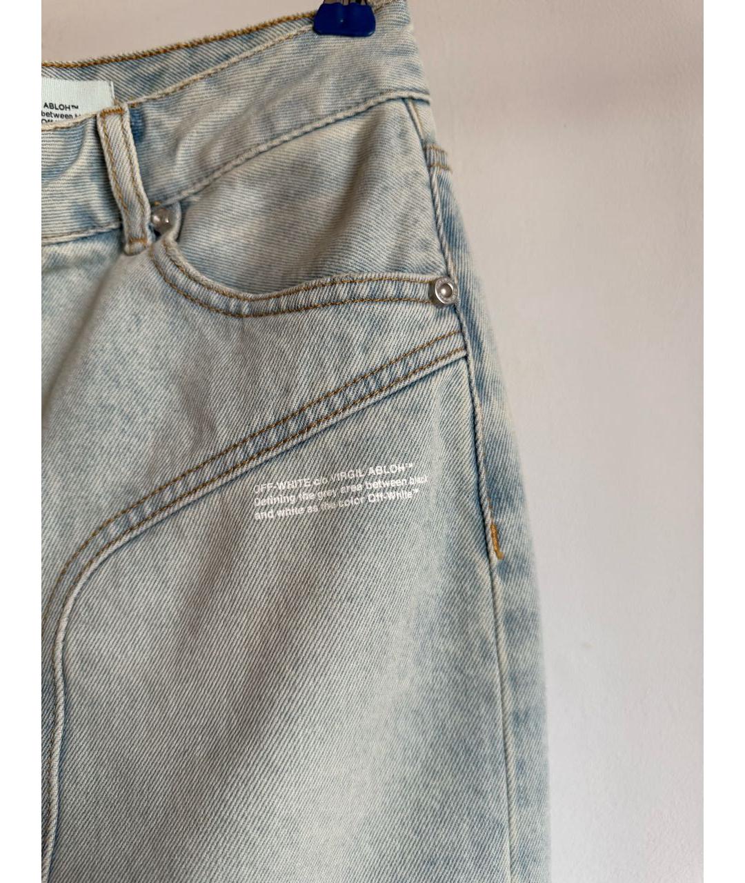 OFF-WHITE Голубая хлопковая юбка мини, фото 4