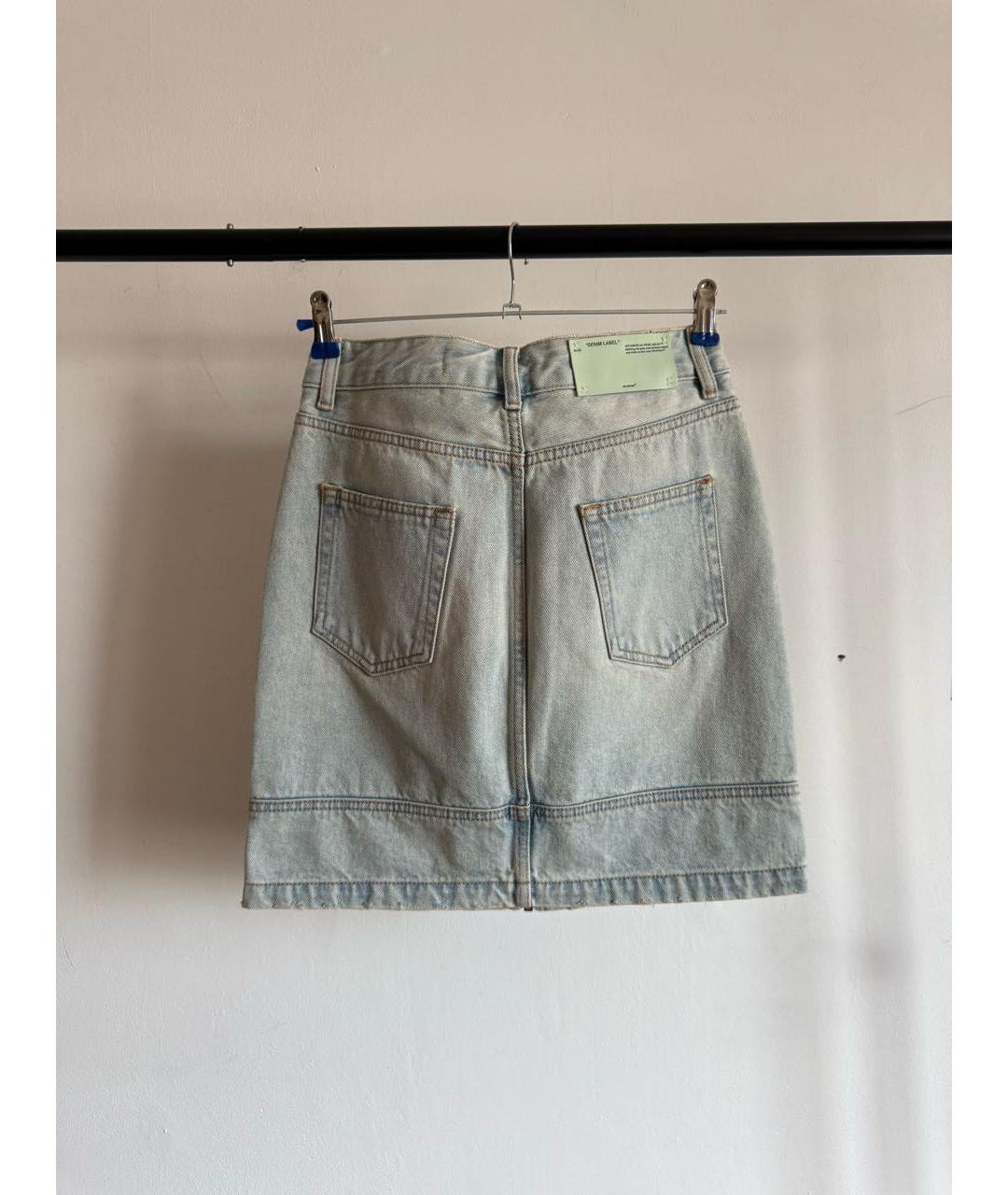 OFF-WHITE Голубая хлопковая юбка мини, фото 3