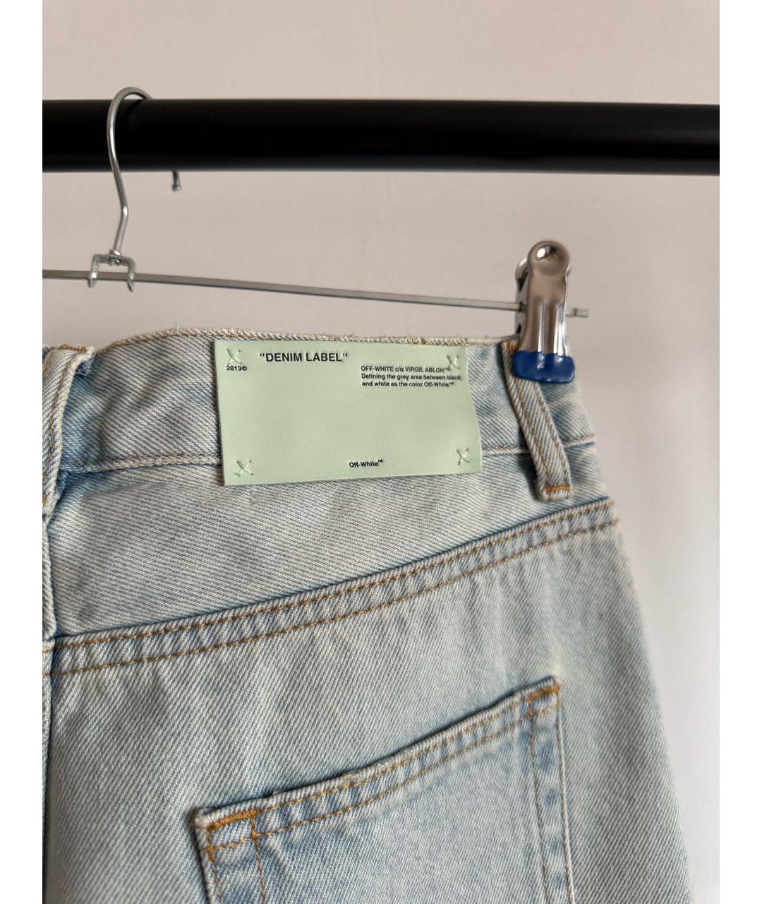 OFF-WHITE Голубая хлопковая юбка мини, фото 5